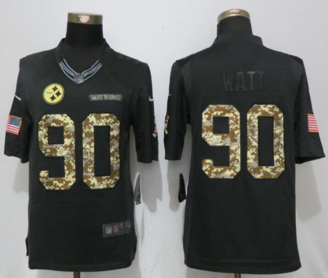 2017 NFL NEW Nike Pittsburgh Steelers #90 Watt Anthracite Salute To Service Limited Jersey->houston texans->NFL Jersey